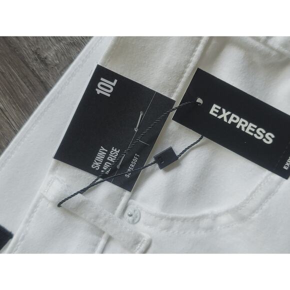 NEW Express Mid Rise White Ripped Super Soft Skinny Jeans - 10 - Picture 12 of 14